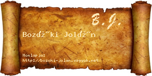 Bozóki Jolán névjegykártya